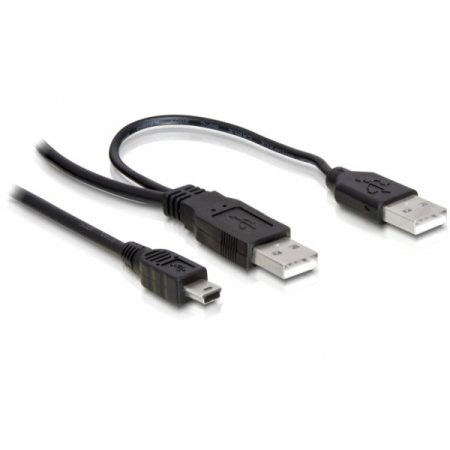 DELOCK kábel 2x USB 2.0-A male > USB mini 5 pin 1m