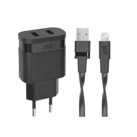 RivaCase Rivapower PS4125 BD2 wall charger 3,4A/ 2USB with MFi Lightning cable Black