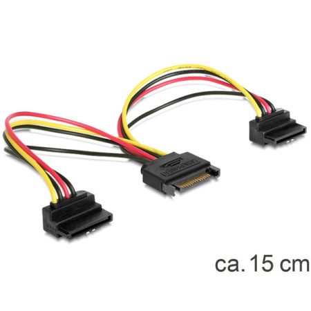 DELOCK kábel Power SATA 15 pin > 2x SATA HDD 90 fokos