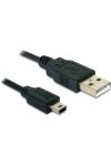 DELOCK kábel USB 2.0 Type-A male > USB 2.0 Mini-B male 1m fekete