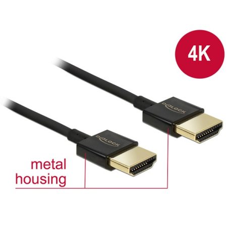 DELOCK kábel HDMI male / male összekötő 3D 4K Slim Premium 2m