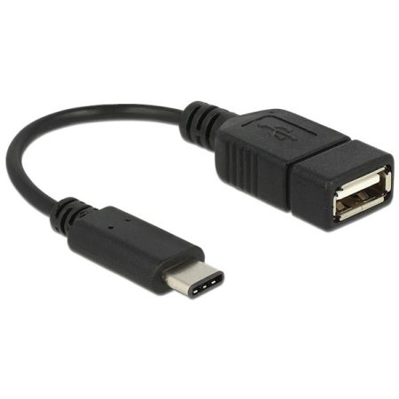 DELOCK kábel USB 2.0 Type-C male > USB 2.0 Type-A female 15cm fekete