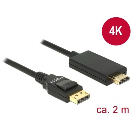 DELOCK kábel DisplayPort 1.2 male > HDMI-A male passzív 4K 30Hz 2m fekete