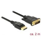   DELOCK kábel DisplayPort 1.2 male > DVI 24+1 male passzív 4K 30Hz 2m fekete