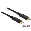   DELOCK kábel USB 3.1 Gen 1 Type-C male / male összekötő 2m PD 3A E-Marker