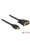 DELOCK kábel HDMI male > DVI 24+1 male kétirányú 2m