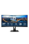 PHILIPS Ívelt VA monitor 34" 346B1C, 3440x1440, 21:9, 300cd/m2, 4ms, USB-C/USB-B/4xUSB/HDCP/LAN/DP/HDMI, hangsz.