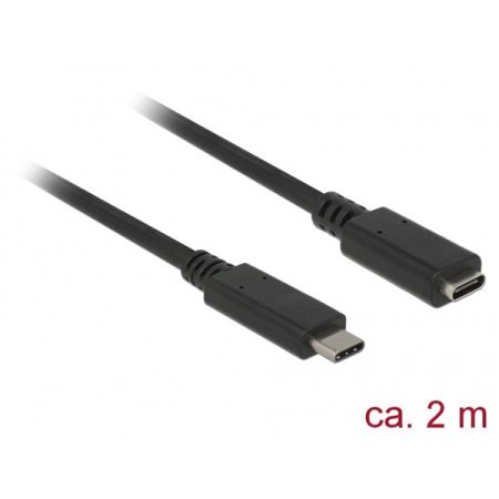 DELOCK kábel USB 3.1 Gen 1 Type-C male / female hosszabbító 3A 2m fekete