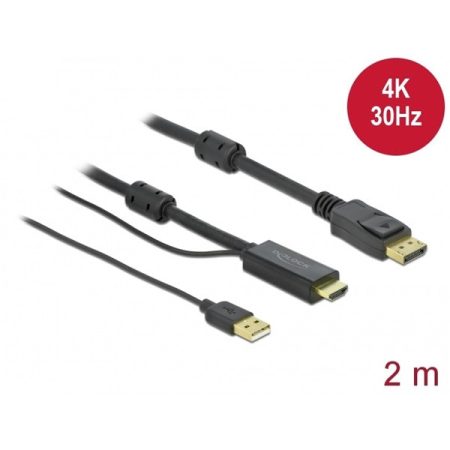 Delock HDMI > DisplayPort-kábel 4K 30 Hz 2 m
