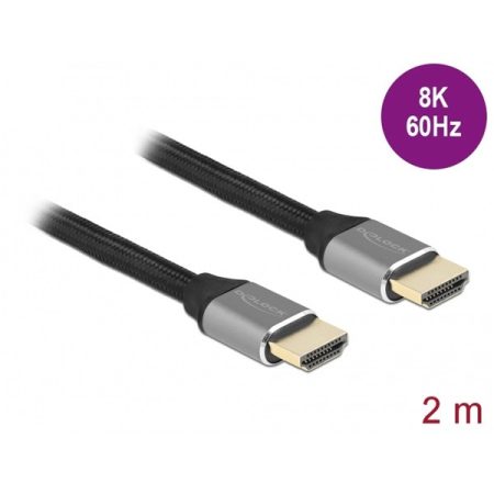 DELOCK kábel HDMI male / male összekötő 48 Gbps 8K 60Hz tanúsítvánnyal 2m szürke