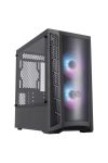 COOLER MASTER Ház Mini Tower ATX MASTERBOX MB320L ARGB + Kontroller,2db Ventilátorral,Tápegység nélkül, Üvegfalú, fekete