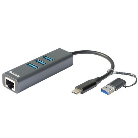 D-LINK Átalakító USB-C + USB 3.0 + 3xUSB to Ethernet Adapter 1000Mbps , DUB-2332