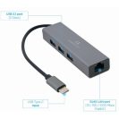  GEMBIRD Adapter, USB-C - RJ45, 3x USB, Gigabit ethernet, 0,17m