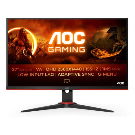 AOC Gaming 155Hz VA monitor 27" Q27G2E/BK, 2560x1440, 16:9, 250cd/m2, 1ms, 2xHDMI/DisplayPort