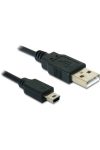 DELOCK kábel USB 2.0 Type-A male > USB 2.0 Mini-B male 0.7m fekete