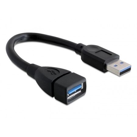 DELOCK kábel USB 3.0 Type-A male / female hosszabbító 15cm fekete