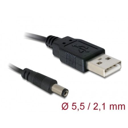 DELOCK Tápkábel USB > DC 5.5 x 2.1mm male 1m