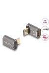 DELOCK Átalakító USB 40 Gbps Type-C male > female PD 3.0 100W 90 fokos 8K 60Hz fém