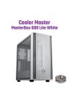 COOLER MASTER Ház ATX MasterBox 600 LITE, Tápegység nélkül, Üvegfalú, fehér