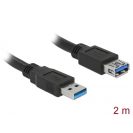   DELOCK kábel USB 3.0 Type-A male / female hosszabbító 2m fekete