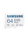 SAMSUNG Memóriakártya, EVO Plus microSDXC kártya, 64GB, UHS-I, U1, V10, A1, + SD Adapter, R160/W