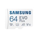   SAMSUNG Memóriakártya, EVO Plus microSDXC kártya, 64GB, UHS-I, U1, V10, A1, + SD Adapter, R160/W