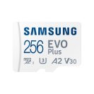   SAMSUNG Memóriakártya, EVO Plus microSD kártya (2021) 256GB, CLASS 10, UHS-1, U3, V30, A2, + Adapter, R160/W